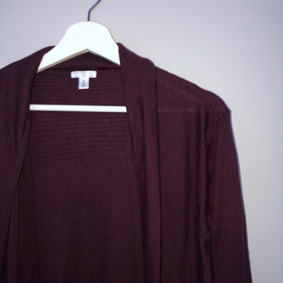 BP Cardigan Sweater Dark Red Soft Cozy Maroon Wine Open Front Burgundy Medium - Picture 2 of 6